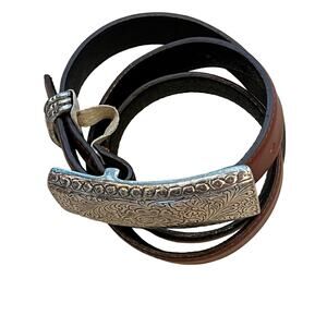 Patricia Green Vtg Womens Leather Western Floral Embossed Belt Country Rodeo LG